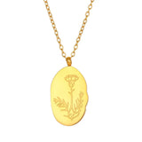 12 Months Birth Flower Necklace Stainless Steel Women Chain