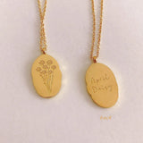 12 Months Birth Flower Necklace Stainless Steel Women Chain