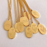 12 Months Birth Flower Necklace Stainless Steel Women Chain