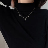 925 Silver Cross Necklace Zircon Star Pendant Party Jewelry Gift