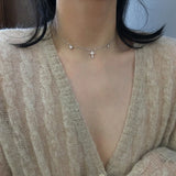 925 Silver Cross Necklace Zircon Star Pendant Party Jewelry Gift