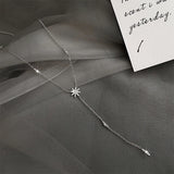 925 Silver Glitter Diamond Sun Flower Necklace Star Pendant Chain