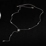 925 Silver Glitter Diamond Sun Flower Necklace Star Pendant Chain