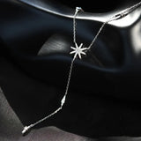 925 Silver Glitter Diamond Sun Flower Necklace Star Pendant Chain