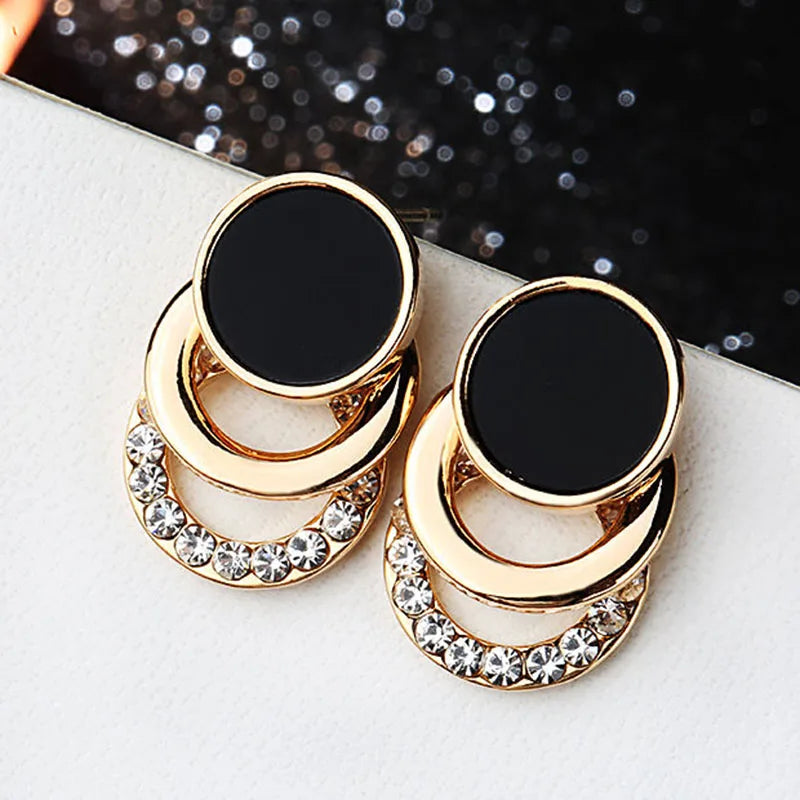 Geometric Clip on Earrings Rhinestones All-match Women's Gift Jewelry