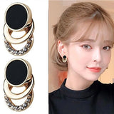 Geometric Clip on Earrings Rhinestones All-match Women's Gift Jewelry