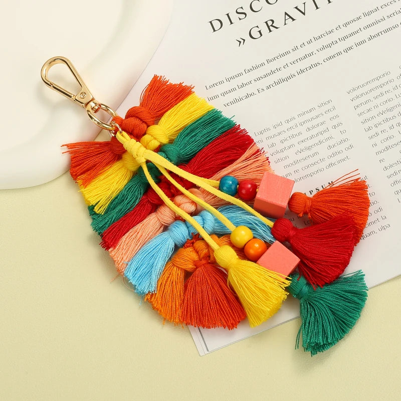 Bohemia Charm Tassel Keychain For Women Girl Car Bag Hanging Key Chain