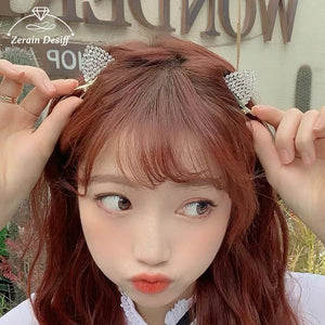 Bling Cat Ear Hairpin Top Clip Girl Hair Accessory