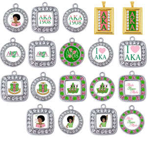 Enamel Sorority Society Logo Tray Charm Pendant