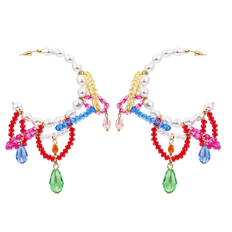 Colorful Beaded Tassel Earrings for Women