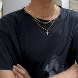 Hip-Hop Zircon Sword Pendant Necklace Multi-Layered Men's Jewelry