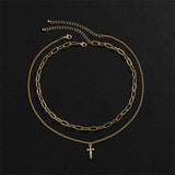 Hip-Hop Zircon Sword Pendant Necklace Multi-Layered Men's Jewelry