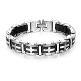 Men's Cross Stainless Steel Silicone Bracelet