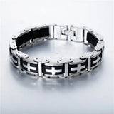 Men's Cross Stainless Steel Silicone Bracelet