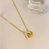 Crystal Circle Stainless Steel Necklace Letter D Choker Necklaces