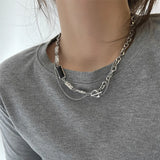 Crystal Gem Splicing Ot Buckle Necklace for Women Men