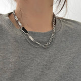 Crystal Gem Splicing Ot Buckle Necklace for Women Men