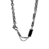 Crystal Gem Splicing Ot Buckle Necklace for Women Men
