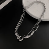 Crystal Gem Splicing Ot Buckle Necklace for Women Men