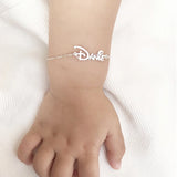 Cursive Heart Bracelet Stainless Steel Letter Charms Bangle