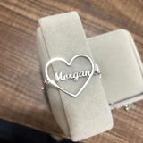 Cursive Heart Bracelet Stainless Steel Letter Charms Bangle