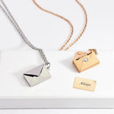 Engraved Stainless Steel Love Letter Envelope Necklace