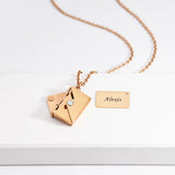 Engraved Stainless Steel Love Letter Envelope Necklace