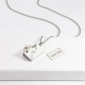 Engraved Stainless Steel Love Letter Envelope Necklace
