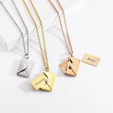 Engraved Stainless Steel Love Letter Envelope Necklace