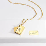 Engraved Stainless Steel Love Letter Envelope Necklace