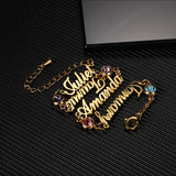 Personality Name Bracelets with Birthstone Nameplate Stainless Steel Chain