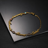 Personality Name Bracelets with Birthstone Nameplate Stainless Steel Chain
