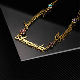 Personality Name Bracelets with Birthstone Nameplate Stainless Steel Chain