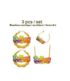 Acrylic Bamboo Earrings Necklace Set