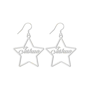 Personality Name Earrings Star Hollow Pendant