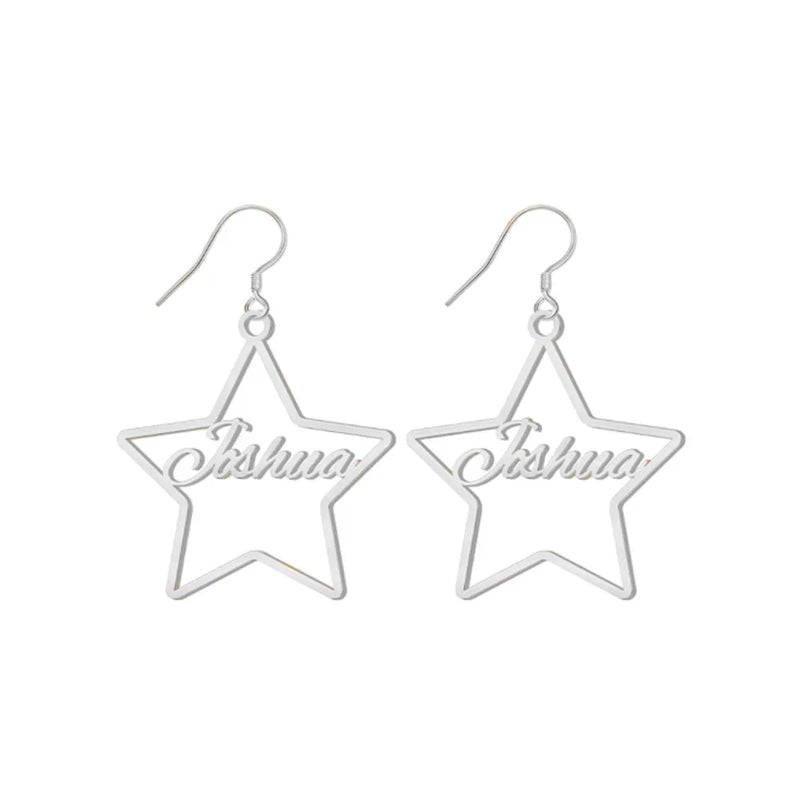 Personality Name Earrings Star Hollow Pendant