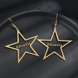 Personality Name Earrings Star Hollow Pendant
