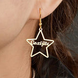 Personality Name Earrings Star Hollow Pendant
