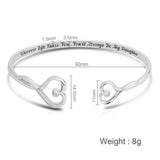 Customizable Name Clear Crystal Heart Bangle