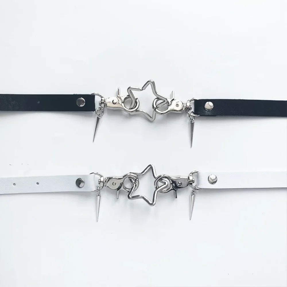 Exaggerate Pentagram Choker Necklace Rivet Metal Star Chain for Women