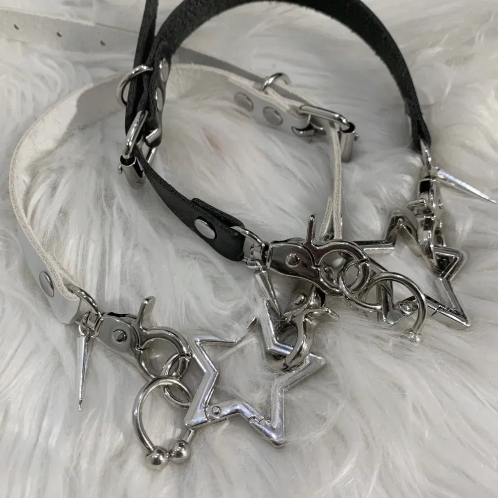 Exaggerate Pentagram Choker Necklace Rivet Metal Star Chain for Women