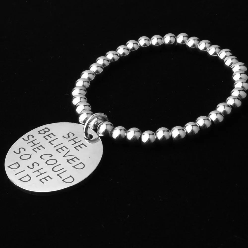 Stainless Steel Greetings Tag Round Chain Necklace