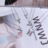 Zircon Alphabet Letter Necklace Sparkling 925 Sterling Silver Women Pendant