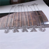 Zircon Alphabet Letter Necklace Sparkling 925 Sterling Silver Women Pendant