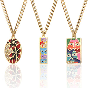 Personality Disc Art Pendant Necklace Punk Flower Choker