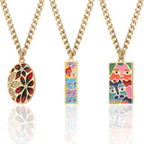 Personality Disc Art Pendant Necklace Punk Flower Choker