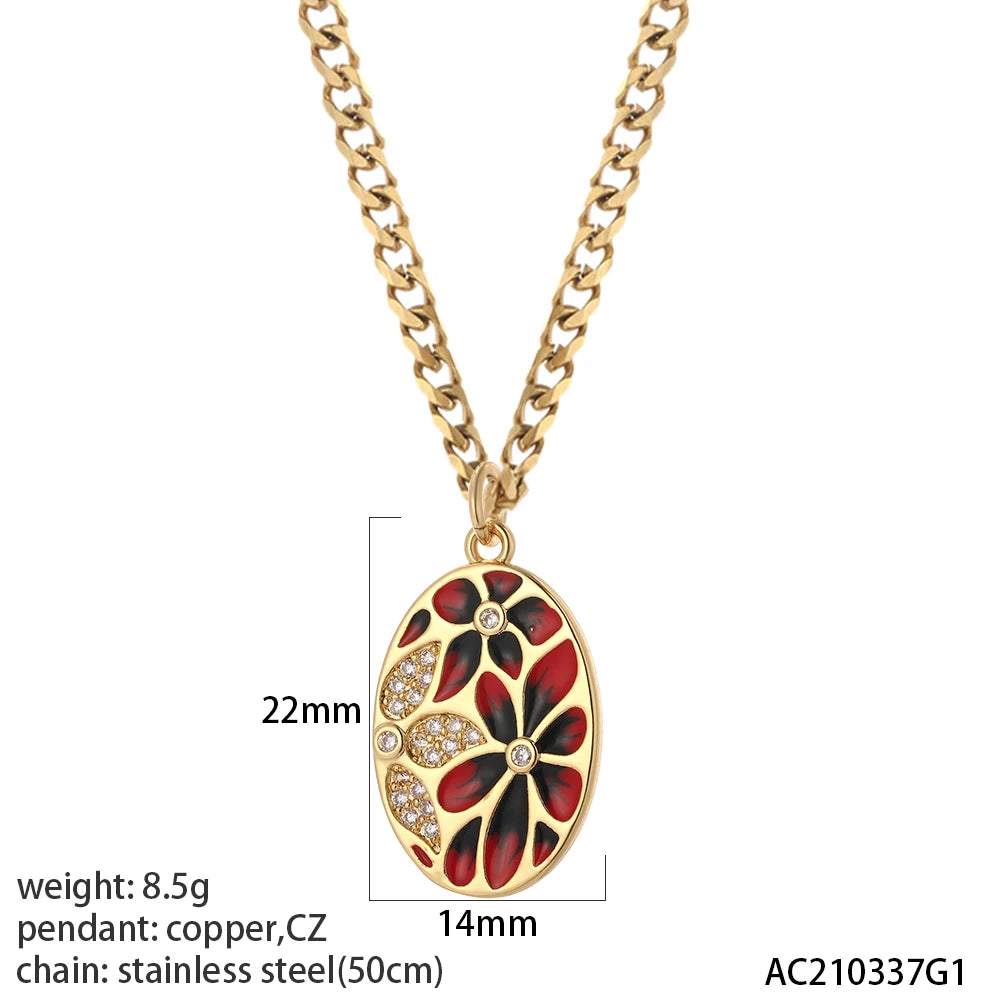 Personality Disc Art Pendant Necklace Punk Flower Choker