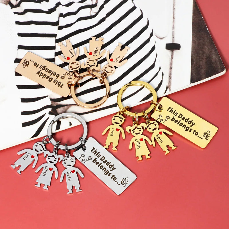 Family Doll Keychain Parents Children Gift Bag Charm Family Members