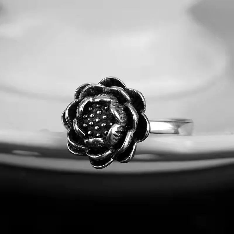 925 Silver Lotus Flowers Open Rings For Women TYB150
