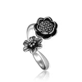 925 Silver Lotus Flowers Open Rings For Women TYB150